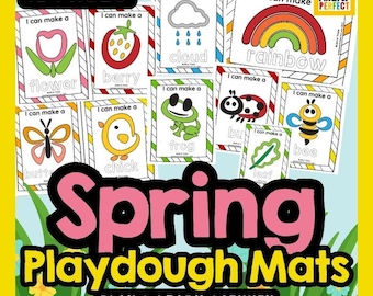 Frühling Knetmasse Matte druckbare Kinder Aktivität zum LERNEN & SPIELEN für Kleinkind, Vorschule, Kindergarten, Hausschule, Montessori
