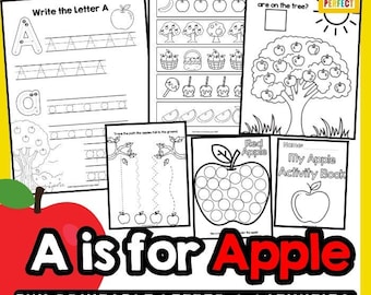Letter A is for Apple – 18-Page Preschool Activity Pack | Alphabet, Tracing, Counting & Fine Motor Worksheets