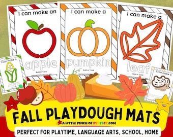 Herbst Spaß Knetmasse Mats druckbare Kinder Aktivität zum LERNEN & SPIELEN für Kleinkind, Vorschule, Kindergarten, Hausschule, Montessori