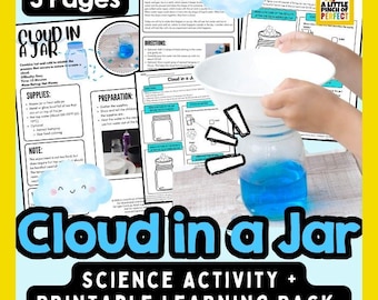 Wolke in einem Glas-Experiment Printable | Naturwissenschaftliche Arbeitsblätter K-5 | Homeschool MINT Aktivität | Einfach praktisch