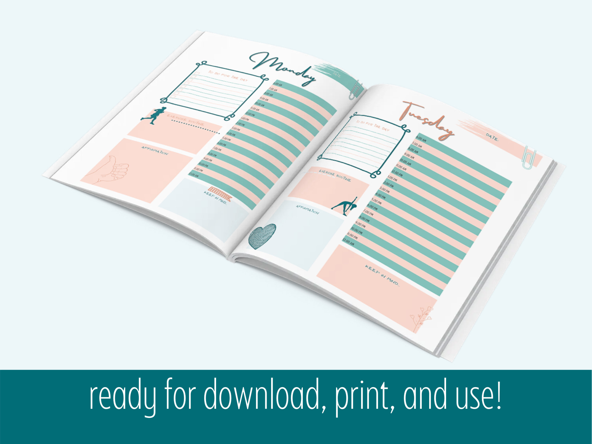 printable weekly planner printable daily planner cute etsy