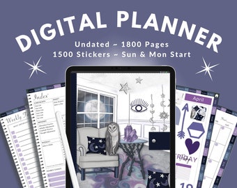 Undated Digital Planner + 1500 Digital Stickers