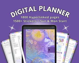 Undated Digital Planner & 1500 Digital Stickers ~ Beginner-Friendly ~ Simple and Uncomplicated ~ Includes all features without the overwhelm