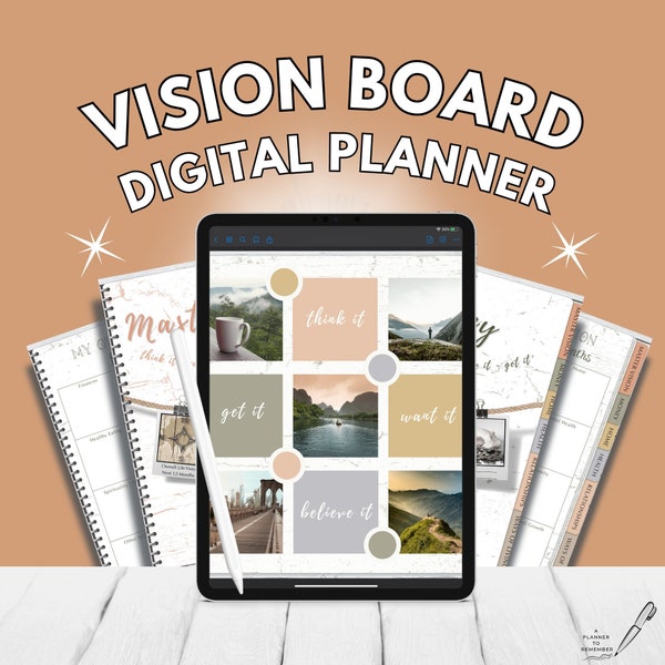 Remarkable 2 Templates Vision Board Etsy