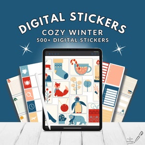 500 Cozy Winter Digital Stickers For Digital Planners Use on Annotation Apps such as Goodnotes, Noteshelf, Notability on iPad or tablets image 1