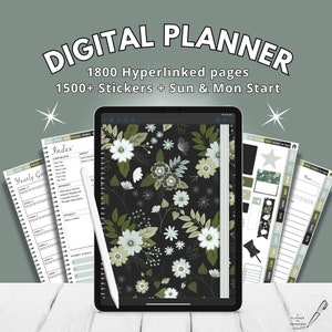 Digital Planner & Digital Stickers, Yearly Calendar, Monthly Calendar, Weekly Planner, Daily Planner, Self Care pages, Goodnotes +