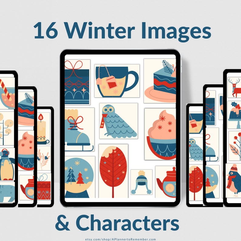 500 Cozy Winter Digital Stickers For Digital Planners Use on Annotation Apps such as Goodnotes, Noteshelf, Notability on iPad or tablets image 2
