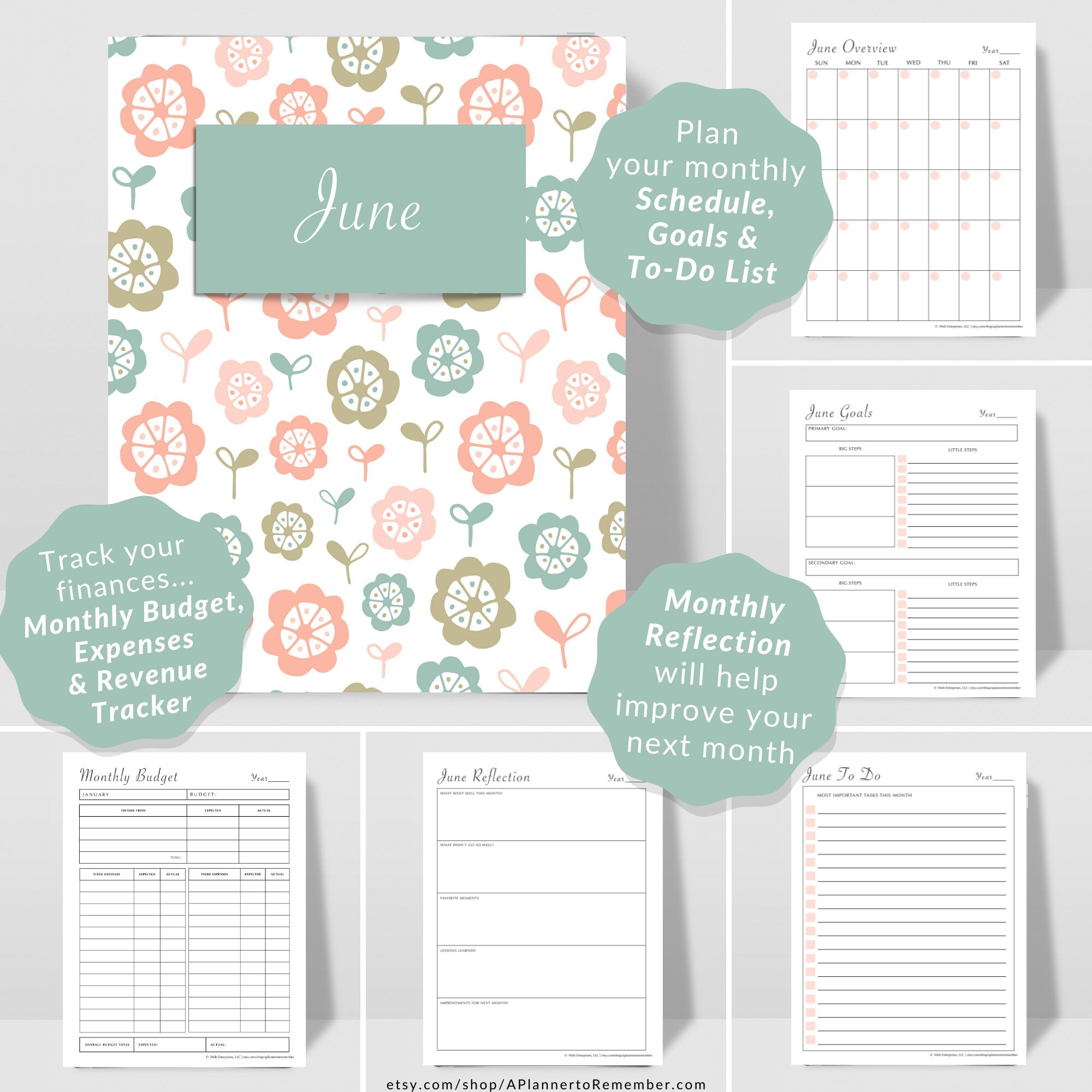 undated printable planner sunday monday start daily etsy