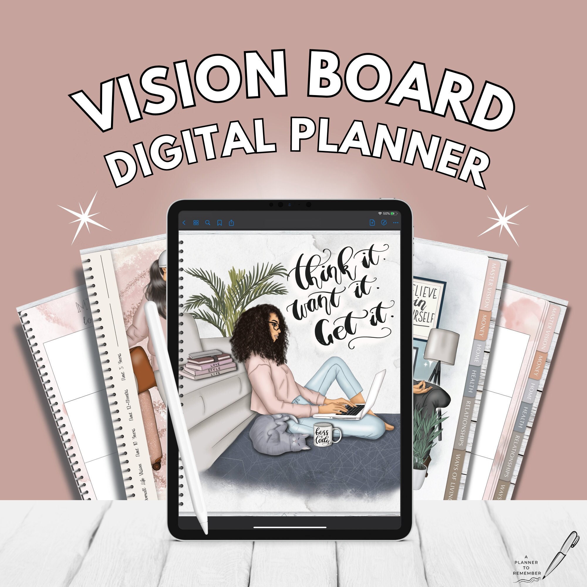 Vision Board Template, Goal Board, Dream Board, Instant Download 300 DPI,  Inspirational Board, Manifestation Board 2 Sizes PDF & JPEG 