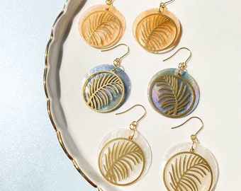 The palm shell  earrings | sea shell beach vacation jewelry