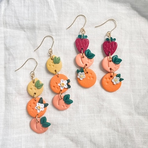 Farmers market fruit dangles | made to order polymer clay earrings