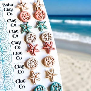 Starfish Sand Dollar Earrings | Lightweight Boho Ocean jewelry studs
