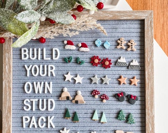 Winter & Christmas build your own stud pack | polymer clay earrings | studs | gift ideas