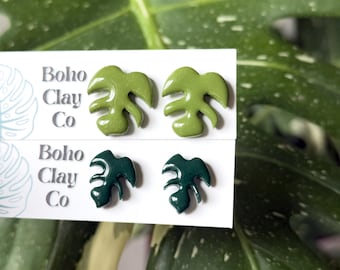 Monstera Leaf Stud Earrings | tropical earrings | plant lover jewelry | plant mom gifts