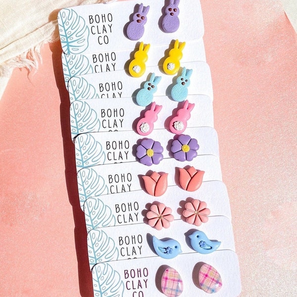 Spring Easter  polymer clay stud earrings