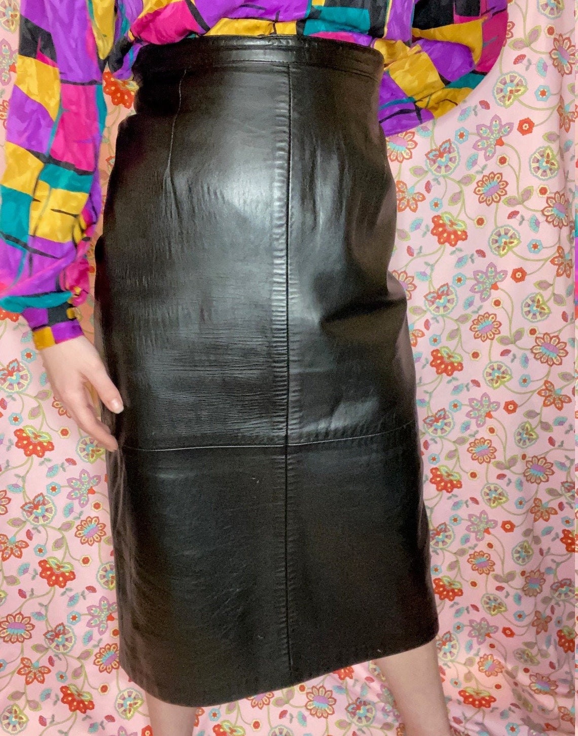 Vintage Danier Leather Mid Calf Length Skirt Etsy