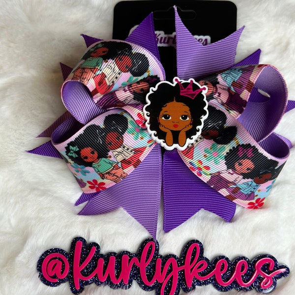 Hair bow/ hand sewn with love/ black girl hair bow/ hair bows for girls