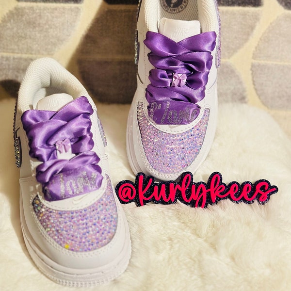 Toddler and Youth Custom Air Force One's, custom shoes- personalized Air Force-Blinged shoes-personalized with wording