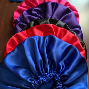 Satin Bonnet (Solid Colors Adult FroSak) Double Layer Satin Bonnet for Natural Curly Hair
