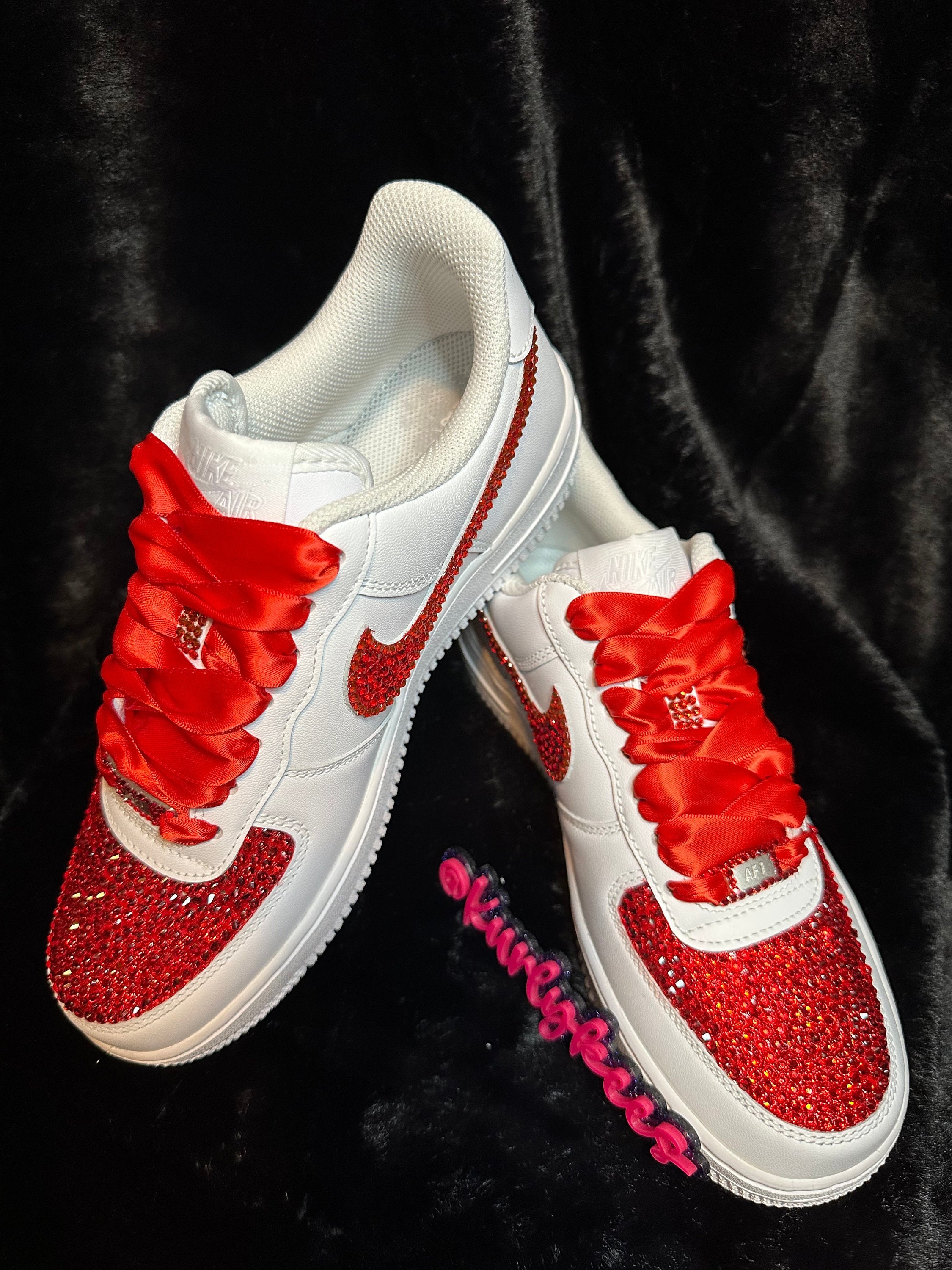 Custom Hand Painted Red Rose Nike Air Force 1 Mid – B Street Shoes