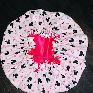 Satin Häubchen (Minnie and Hearts FroSak) doppellagig aus Satin und Baumwolle für natürliches lockiges Haar