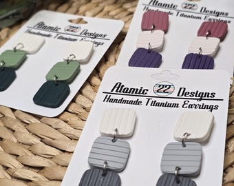Green ombre earrings, simple polymer clay earrings, earrings clay dangle, st Patrick day earrings, jewelry gift for mom, titanium earrings