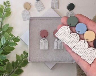 Modern rainbow earrings, small dangle earrings, polymer clay earrings, titanium earrings, Earring gift for friend, jewelry gift for daughter
