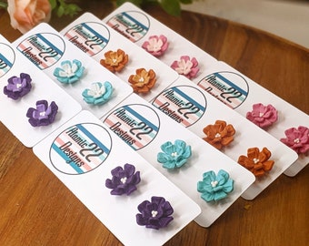polymer clay floral stud earrings, titanium earrings, clay studs, flower stud earrings, cute gift for sister, mothers day gift, clay earring