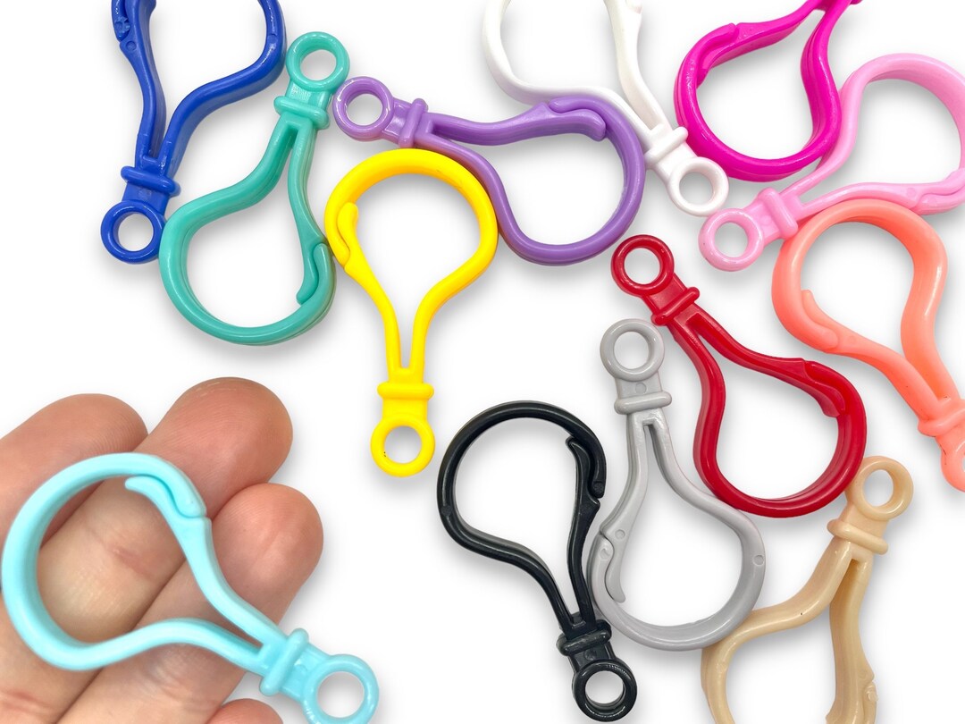 10pcs Plastic Keychain Clasps - Random Mixed Multicolor Pack