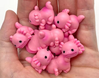 10pcs Kawaii Axolotl Miniatures - Cute Pink Resin Cabochons for Slime or Decoden - Mini Fairy Garden Animals - Slime Charms