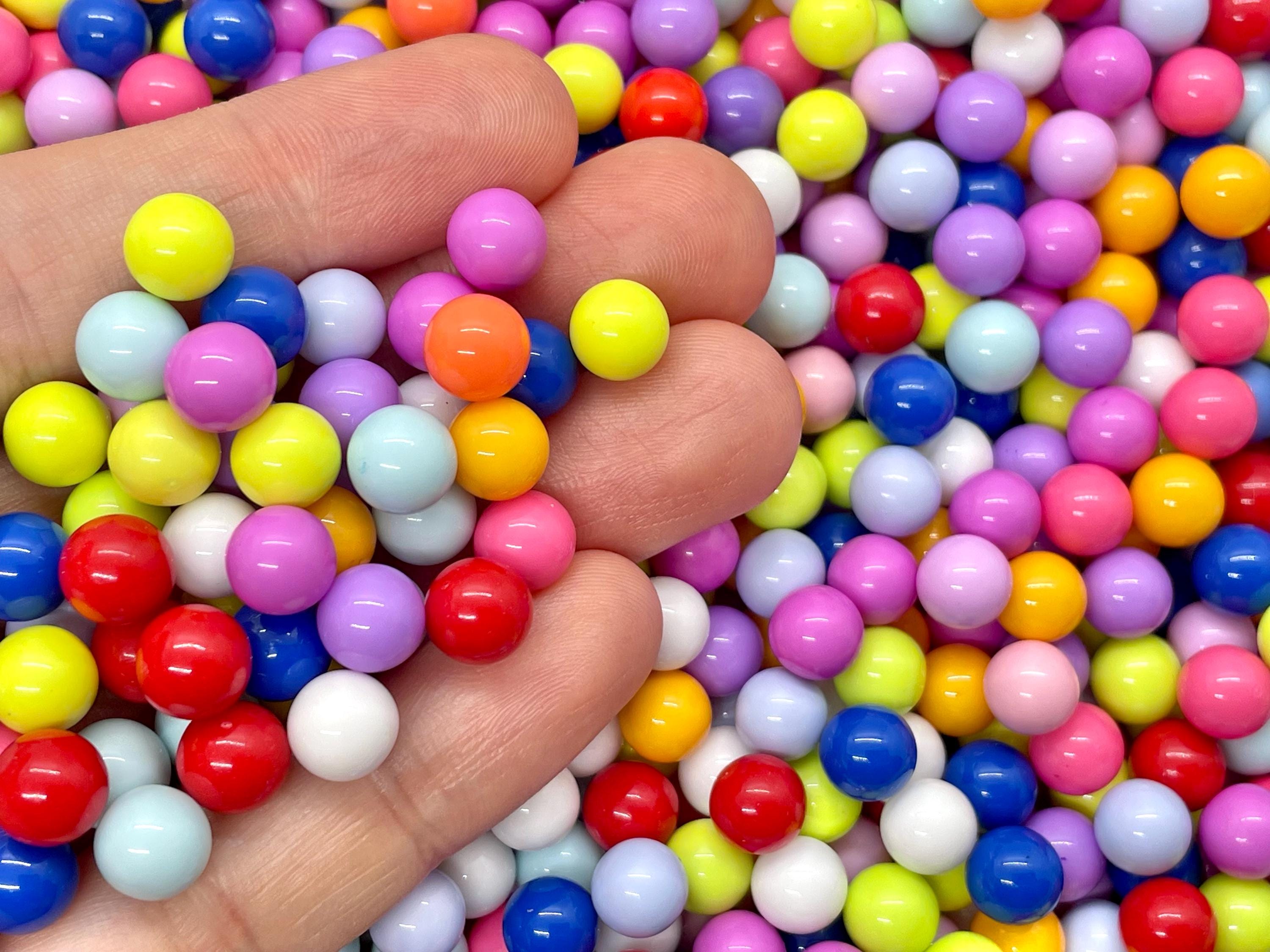 Colorful Fake Round Candies - Mini Faux Gumballs - Fake Bake Supplies - Undrilled Acrylic Beads 8mm