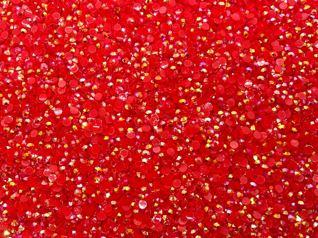 Rhinestone Red 5000pcs 3mm Red Rhinestones - Jelly AB Resin Flatback - Non-hotfix ...