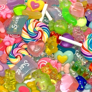 10pcs Mixed Candy Cabochons -Resin Charms for Slime or Decoden - Kawaii Craft Supplies