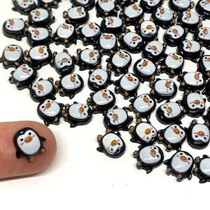 20pcs Tiny Penguin Cabochons - Resin Flatback Charms for Slime, Decoden, Nail Art, Jewelry Making - Kawaii Craft Supplies