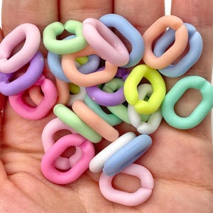 50pcs 19mm Acrylic Chain Links - Mixed Colors Pastel Oval Plastic Links