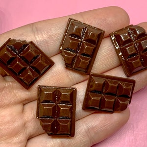 10pcs Large Chocolate Bar Cabochons - Sweet Resin Flatbacks - Candy Slime or Decoden Charms - Miniature Foods