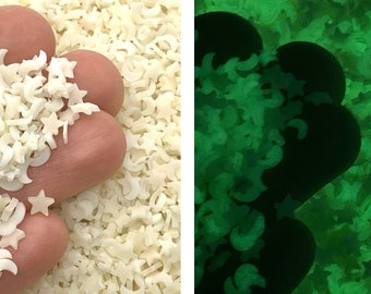 Glow in the Dark Moons and Stars Mix Fimo Slices - Polymer Clay Sprinkles for Slime or Resin Inclusions - Confetti