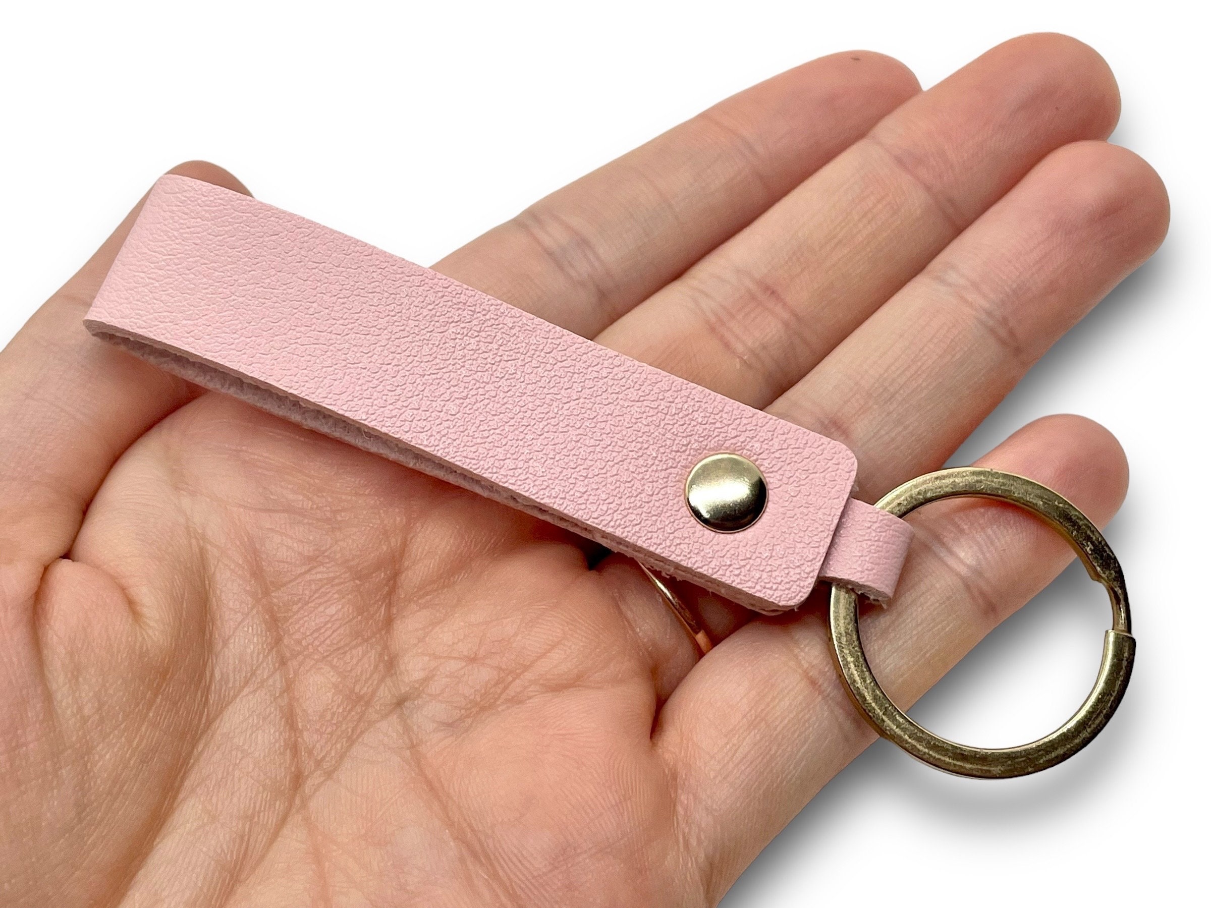 Blank Pink Faux Leather Strap Key Chain for DIY - Key Fob - Key
