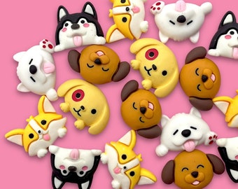 10pcs Resin Dog Cabochons - Puppy Flatback Charms for Slime or Decoden - Animal Cabochon - Cute Craft Supplies