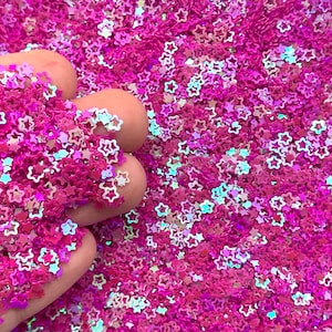 Magenta Star Glitter - 5g to 50g Sparkles - Stars Sequins - Holographic Confetti - Craft Supplies for Slime, Resin, and Decoden