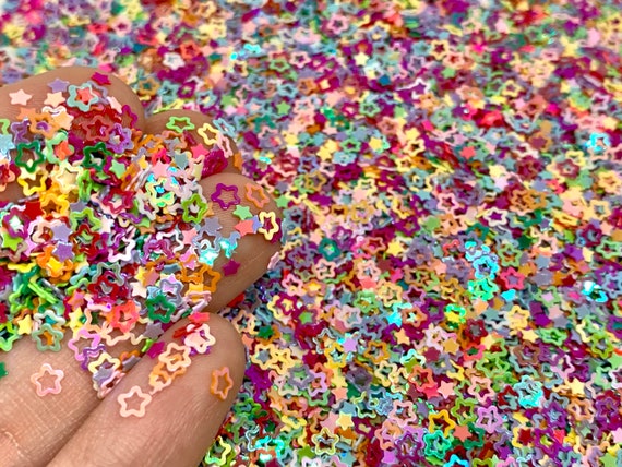 Colorful Star Glitter 5g to 50g Rainbow Sparkles Mixed Colors Stars Sequins  for Decoden, Slime, or Resin Inclusions 
