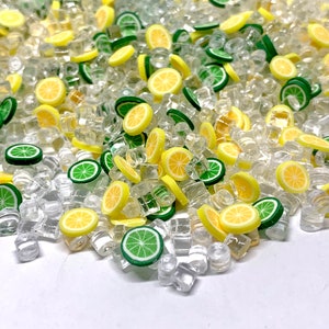 Lemon Lime Ice Confetti Mix - Fake Sprinkles for Slime or Miniature Foods - Fimo Slices and Fake Resin Ice Cubes