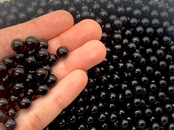 Fake Bubble Tea Boba - Faux Black Tapioca - Undrilled Acrylic Beads 8mm
