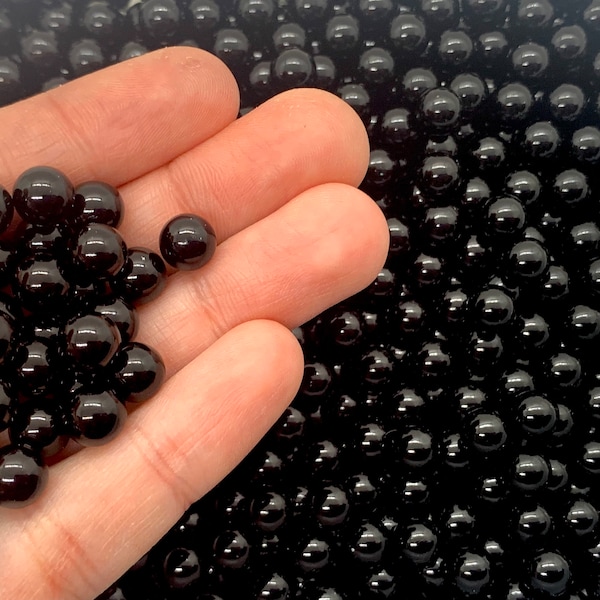 Fake Bubble Tea Boba - Faux Black Tapioca - Undrilled Acrylic Beads 8mm