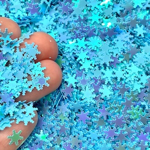 Blue Snowflake Glitter - 5g to 50g Sparkles - Holographic Christmas Sequins - Winter Confetti