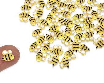 20pcs Tiny Resin Bee Cabochons - Flat Back Slime or Decoden Charms - Cute Nail Art Supplies