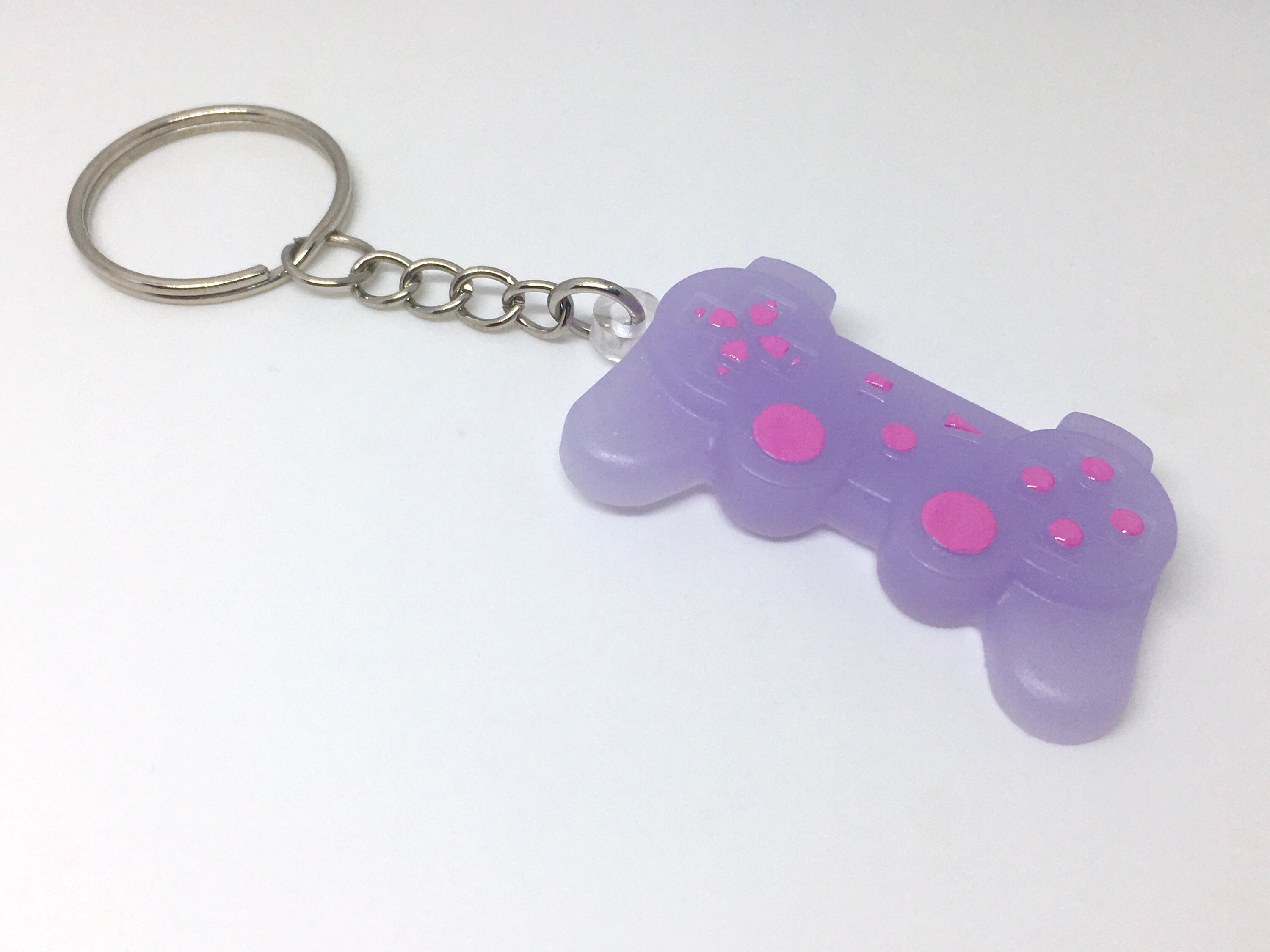 Purple Game Controller Key Chain Handcrafted Resin Gamer Etsy