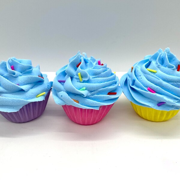 Mini Fake Blue Frosted Fake Cupcakes - Tiered Tray Decor - Faux Sweets Decorations - Choose One