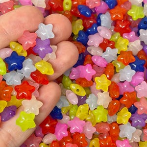 100pcs 10mm Acrylic Star Beads - Semi-Translucent Plastic Kawaii Jewelry Supplies