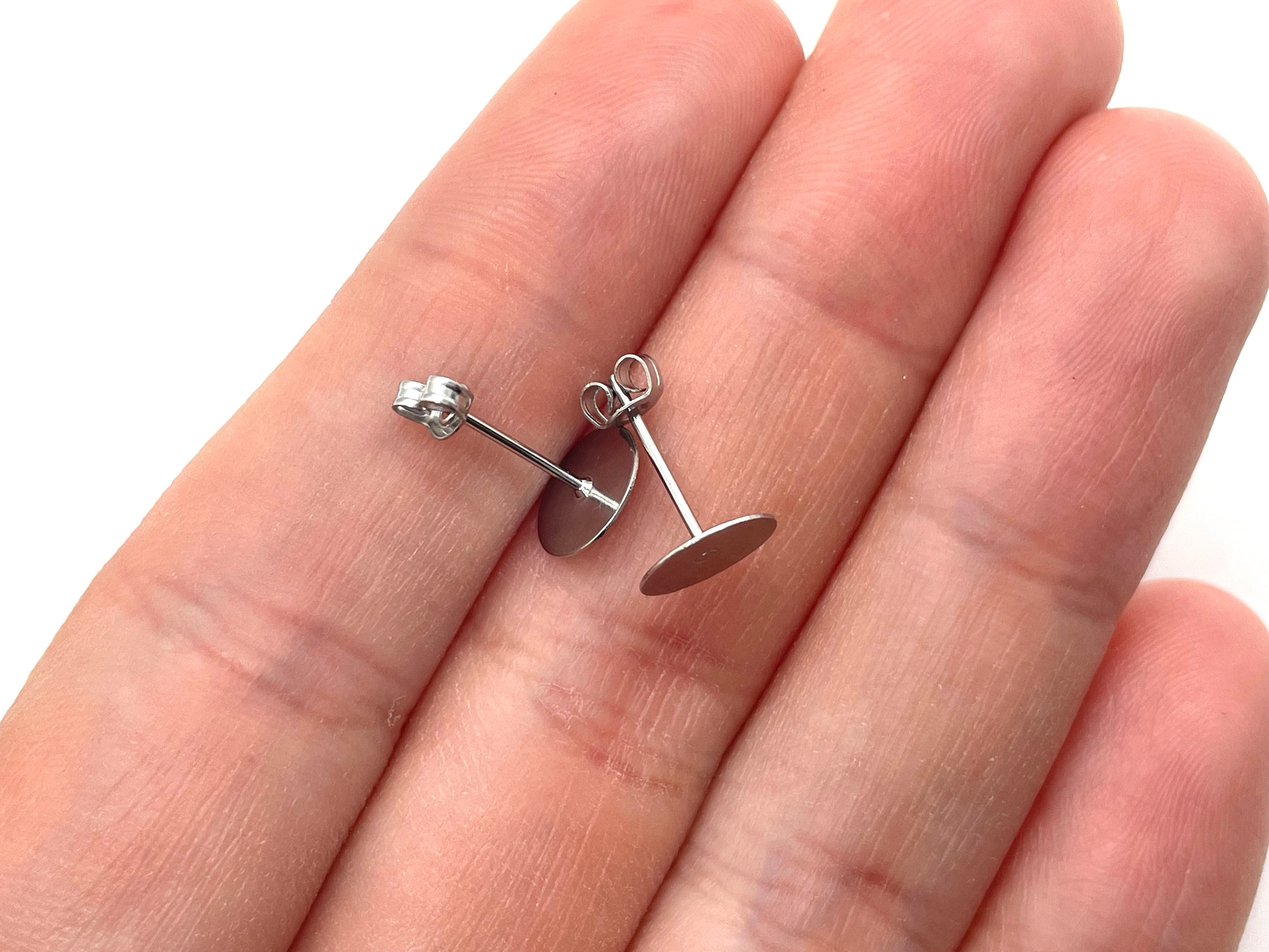 25 Pairs 304 Stainless Steel 8mm Flat Pad Studs for Making 